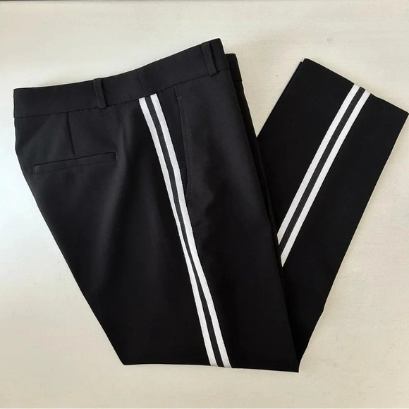 Banana Republic Avery Straight Fit Ankle Pants Tailored Cropped Black White 0 - Picture 14 of 16